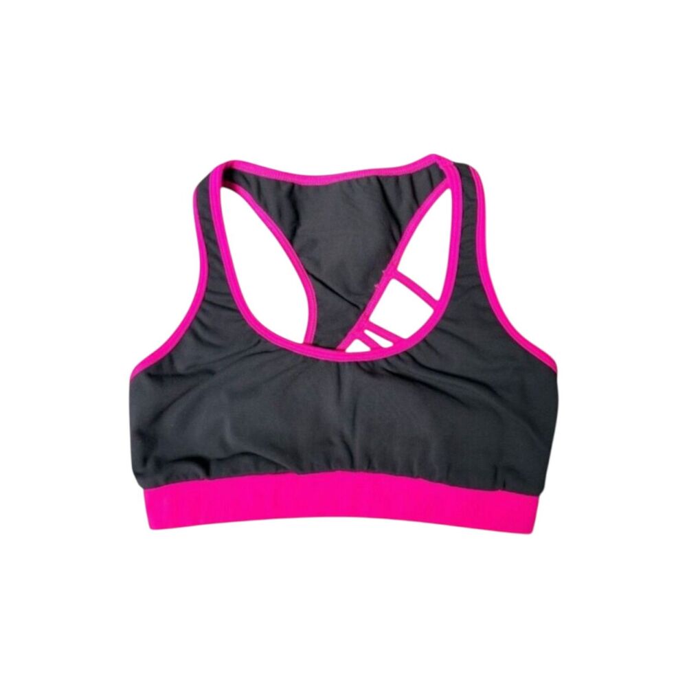 Jo+Jax Strappy Back Dance Sports Bra Top Pink Gray Child Large L (12-14) Girls